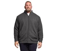 BadRhino Big & Tall Grey Sherpa Lined Zip Through Cable Jumper - Men's - Plus Size Curve