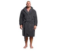 BadRhino Big & Tall Grey Super Soft Borg Dressing Gown - Men's - Plus Size Curve