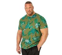 BadRhino Big & Tall Khaki Tropical Leaf Print T-Shirt - Men's - Plus Size Curve