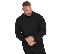 BadRhino Big & Tall Knitted Long Sleeve Zip Polo Shirt - Men's - Plus Size Curve Black