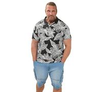 BadRhino Big & Tall Leaf Print Polo Shirt - Men's - Plus Size Curve Black