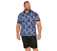 BadRhino Big & Tall Leaf Print Polo Shirt - Men's - Plus Size Curve Blue