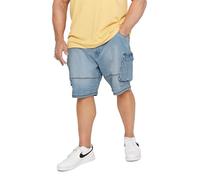 BadRhino Big & Tall Light Wash Elasticated Waist Denim Cargo Shorts - Men's - Plus Size Curve
