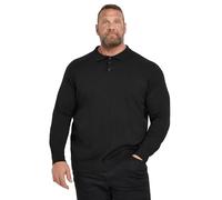 BadRhino Big & Tall Long Sleeve Knitted Polo Shirt - Men's - Plus Size Curve Black