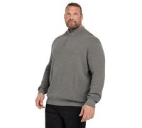 BadRhino Big & Tall Milano Quarter Zip Knitted Jumper - Men's - Plus Size Curve Grey
