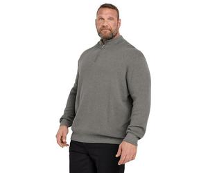 BadRhino Big & Tall Milano Quarter Zip Knitted Jumper - Men's - Plus Size Curve Grey
