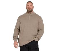BadRhino Big & Tall Natural Milano Quarter Zip Jumper - Men's - Plus Size Curve Brown