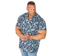 BadRhino Big & Tall Navy Leaf Print Shirt - Men's - Plus Size Curve