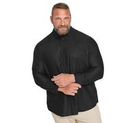 BadRhino Big & Tall Premium Long Sleeve Oxford Cotton Shirt - Men's - Plus Size Curve Black