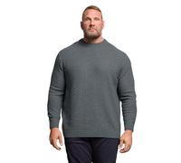 BadRhino Big & Tall Storm Blue Textured Crew Neck Knitted Jumper - Men's - Plus Size Curve