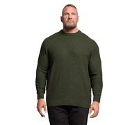 BadRhino Big & Tall Textured Crew Neck Knitted Jumper - Men's - Plus Size Curve Dark Green