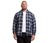 BadRhino Big & Tall White & Navy Blue Brushed Checked Shirt - Men's - Plus Size Curve