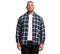 BadRhino Big & Tall White & Navy Blue Brushed Checked Shirt - Men's - Plus Size Curve