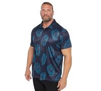 BadRhino Golf Big & Tall Navy Skull Print Polo Shirt - Men's - Plus Size Curve