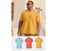 BadRhino Men's 3 Pack Tipped Polo Shirts in Baby Blue | Size: 5-6XL BadRhino Baby Blue 5-6XL