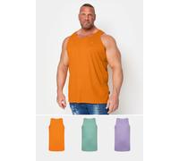 BadRhino Men's Mens 3 Pack Vests in Orange | Size: 7-8XL BadRhino Orange 7-8XL