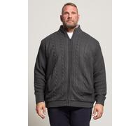 BadRhino Men's Sherpa Lined Zip Through Cable Jumper in Charcoal | Size: 5-6XL BadRhino Charcoal 5-6XL