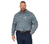 BadRhino Tailoring Big & Tall Premium Floral Print Long Sleeve Shirt - Men's - Plus Size Curve Blue
