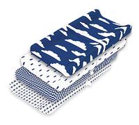 BaeBae Goods Premium Baby Changing Pad Covers 4 Pack - Boy Or Girl Changing Pad Cover - Pure Cotton Machine Washable Navy and White Changing Table Cover