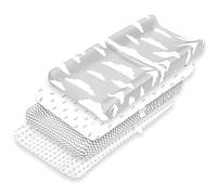 BaeBae Goods Premium Baby Changing Pad Covers 4 Pack - Boy Or Girl Changing Pad Cover - Pure Cotton Machine Washable Grey and White Changing Table Cover