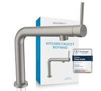 Bächlein Boyano Kitchen Fittings (Brushed Stainless Steel) - Rotary, One-Hand Sink Faucet Made of Brass - Kitchen Faucet with Front-Facing Lever