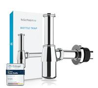 Bächlein Cup Siphon Universal for Washbasin & Washstand, Odour Trap with Cleaning Opening + Installation Instructions - Drain Fitting Precisely - Design Siphon Drain Fitting Bottle Siphon