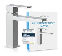 Bächlein Faucet for The Bathroom in Angular Design, Single-Lever Mixer with Clear Lines in a Modern Look, Chrome Bathroom Water Tap