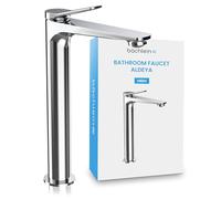 Bächlein High Tap for The Bathroom in Classic Design, Aldeya, Single-Lever Mixer with Durable Ceramic Cartridge and Installation Set, Bathroom Faucet Chrome