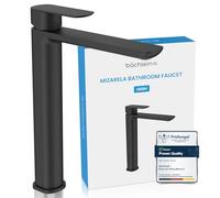 Bächlein High Tap for The Bathroom in Classic Design, Mizarela, Single-Lever Mixer with Durable Ceramic Cartridge and Installation Set, Bathroom Faucet Matt Black