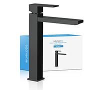 Bächlein High Tap for The Bathroom in Stream Design, Imatra, Extra High Single-Lever Mixer with Installation Set for Countertop Washbasin, Matt Black Bathroom Faucet