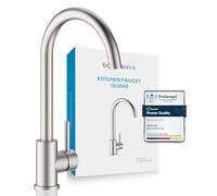 Bächlein Kitchen Faucet 360 Degree Swivel (Brushed Stainless Steel) - One-Hand Sink Mixer Made of Stainless Steel with 360° Swivel Spout, Faucet for The Kitchen in Extra Solid Design