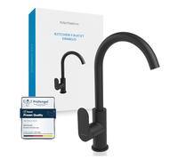 Bächlein Kitchen Faucet Matt Black - Sink Tap with 360° Swivel Spout, Modern Water Tap