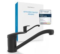 Bächlein Kitchen Mixer 360 Degree Swivel (Matt Black) - Single Lever Sink Mixer with 360° Swivel Spout - Faucet for the Kitchen in Extra Solid Design