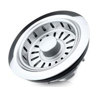 Bächlein Pop Up Drain Set for The Sink [Ø 114mm], Pop Up Now Also for The Kitchen Sink, Polished Stainless Steel Sink Drain, Strainer Basket Valve Strainer Basket Valve