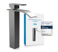 Bächlein Tamina Bathroom Tap Waterfall Design Extra High Single-Lever Mixer Tap with Mounting Kit for Bathroom Sink Anthracite