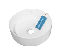 Bächlein Tamula Countertop Washbasin (Round) - Ceramic Sink Diameter 31.5 cm - Modern Design Wash Bowl for Bathroom and Toilet - Hand Wash Basin in White