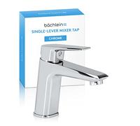 Bächlein Tap for The Bathroom in A Classic Look, Single-Lever Mixer with Durable Ceramic Cartridge, 2 Connection Hoses and Installation Key, Bathroom Tap Chrome