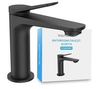 Bächlein Tap for The Bathroom in Classic Design, Aldeya, Single-Lever Mixer with Durable Ceramic Cartridge and Installation Set, Bathroom Faucet Matt Black