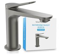Bächlein Tap for The Bathroom in Classic Design, Aldeya, Single-Lever Mixer with Durable Ceramic Cartridge and Installation Set, Bathroom Faucet Anthracite