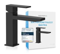 Bächlein Tap for The Bathroom in Classic Design, Imatra, Single-Lever Mixer with Durable Ceramic Cartridge and Installation Set, Bathroom Faucet Matt Black