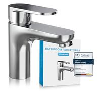 Bächlein Tap for The Bathroom in Classic Design, Keila, Single-Lever Mixer with Durable Ceramic Cartridge and Installation Set, Bathroom Faucet Chrome