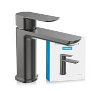 Bächlein Tap for The Bathroom in Classic Design, Mizarela, Single-Lever Mixer with Durable Ceramic Cartridge and Installation Set, Bathroom Faucet Anthracite