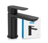 Bächlein Tap for The Bathroom in Classic Design, Mizarela, Single-Lever Mixer with Durable Ceramic Cartridge and Installation Set, Bathroom Faucet Matt Black