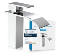 Bächlein Tap for The Bathroom in Classic Design, Tamina, Single-Lever Mixer with Durable Ceramic Cartridge and Installation Set, Bathroom Faucet Chrome