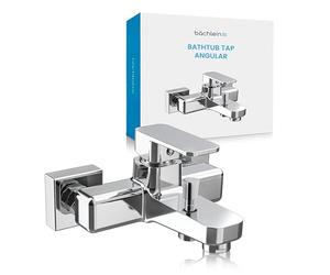 Bächlein Universal Bath Mixer in Angular Design - Complete Bath Faucet Set in ll Accessories - Single Lever Bath Tap Chrome