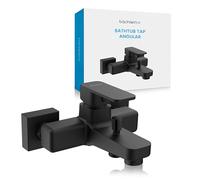 Bächlein Universal Bath Mixer in Angular Design - Complete Bath Faucet Set in ll Accessories - Single Lever Bath Tap Matt Black
