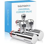 Bächlein Universal Corner Valve Self-Sealing [Set of 2], 1/2 Inch Corner Regulating Valve for Cold and Hot Water Pipes with Classic Screw Cap