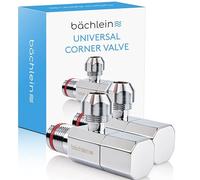 Bächlein Universal Corner Valve Self-Sealing [Set of 2], 1/2 Inch Corner Regulating Valve for Cold and Hot Water Pipes with Classic Screw Cap