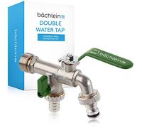 Bächlein Universal Double Outlet Tap with Reduction Adapter for 1" Wall Connection - Outlet Tap with 1/2 and 1 Inch Connection
