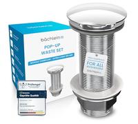 Bächlein Universal Extra Long Drain without Overflow (Chrome) Pop Up Valve for Countertop Basin